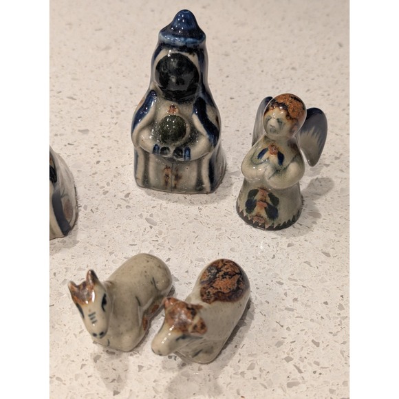 Mexican Tonala Pottery Folk Art Nativity Set Christmas Mexico - Set Of 11 Pieces - Picture 3 of 16
